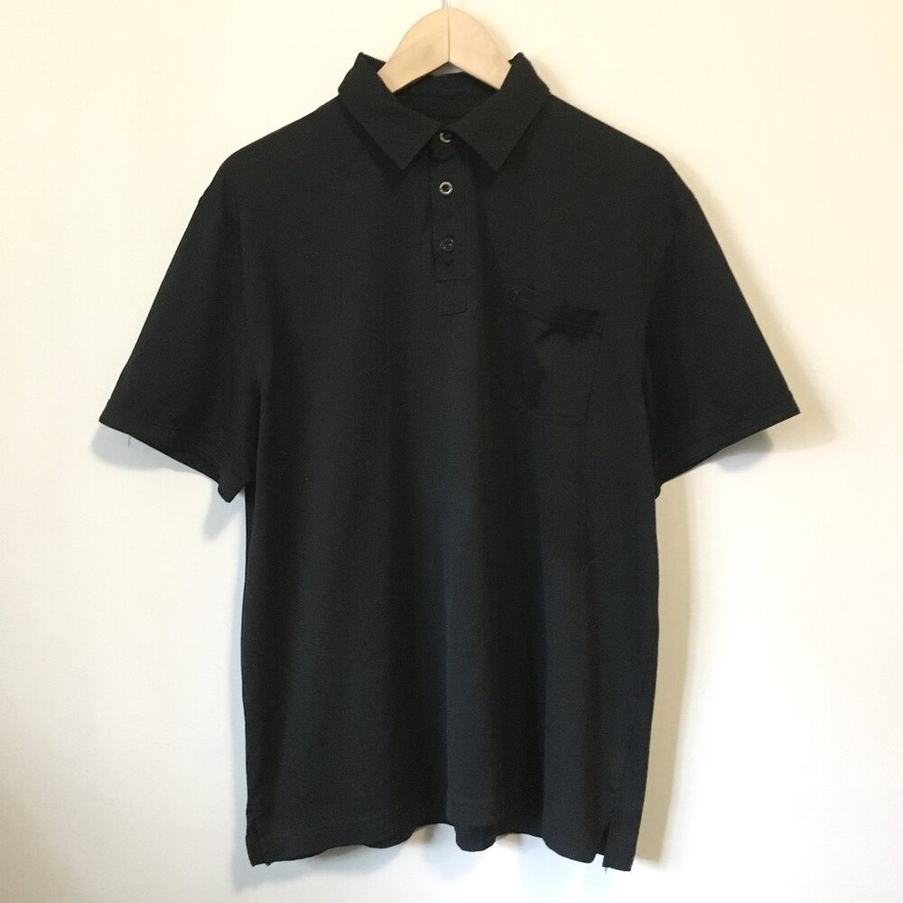Vintage Arnold Palmer Golf Polo Large Black Chest Pocket Umbrella Logo Shirt